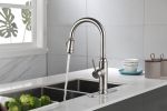 Single Handle High Arc Pull Out Kitchen Faucet,Single Level Stainless Steel Kitchen Sink Faucets with Pull Down Sprayer