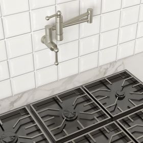 Traditional Wall Mount 16 1/6 Inch Extended Stove Swing Arm Folding 2 Handles 360¬∞ Rotation Dual Joints Pot Filler Kitchen Faucet