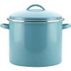 Farberware Enamel-on-Steel Induction Stockpot with Lid, 16 Quart, Aqua
