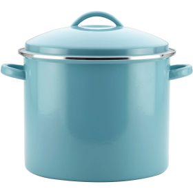Farberware Enamel-on-Steel Induction Stockpot with Lid, 16 Quart, Aqua