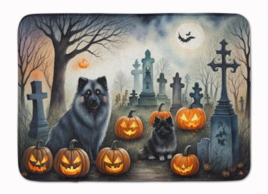 Keeshond Spooky Halloween Memory Foam Kitchen Mat Machine Washable Anti-Fatigue Mat Cushion Comfort Bath Mat or Kitchen Rug