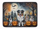 Australian Shepherd Spooky Halloween Memory Foam Kitchen Mat Machine Washable Anti-Fatigue Mat Cushion Comfort Bath Mat or Kitchen Rug