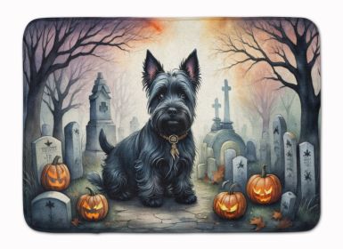 Scottish Terrier Spooky Halloween Memory Foam Kitchen Mat Machine Washable Anti-Fatigue Mat Cushion Comfort Bath Mat or Kitchen Rug