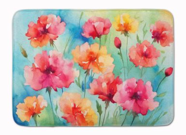Carnations in Watercolor Memory Foam Kitchen Mat Machine Washable Anti-Fatigue Mat Cushion Comfort Bath Mat or Kitchen Rug