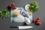 Blue Heron Emerging as the day fades Glass Cutting Board Decorative Tempered Glass Kitchen Cutting and Serving Board Large Size Chopping Board