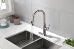 Single Handle High Arc Pull Out Kitchen Faucet,Single Level Stainless Steel Kitchen Sink Faucets with Pull Down Sprayer