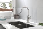 Single Handle High Arc Pull Out Kitchen Faucet,Single Level Stainless Steel Kitchen Sink Faucets with Pull Down Sprayer