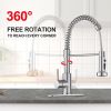 Single Handle 1 Hole High Arc Spring Kitchen Sink Faucet with 3-function Pull Down Sprayer ,Hot and Cold water pipes