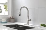 Single Handle High Arc Pull Out Kitchen Faucet,Single Level Stainless Steel Kitchen Sink Faucets with Pull Down Sprayer
