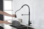 Kitchen Faucets Commercial Solid Brass Single Handle Single Lever Pull Down Sprayer Spring Kitchen Sink Faucet