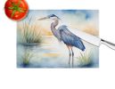 Blue Heron Emerging as the day fades Glass Cutting Board Decorative Tempered Glass Kitchen Cutting and Serving Board Large Size Chopping Board