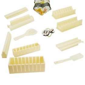 Iyounice 11pcs/set Sushi Maker Equipment Kit,japanese Rice Ball Cake (Color: Gold)
