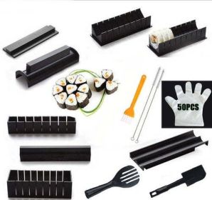 Iyounice 11pcs/set Sushi Maker Equipment Kit,japanese Rice Ball Cake (Color: Black)