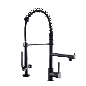 Kitchen Faucet with Pull Down Sprayer one-Hole Gooseneck Kitchen Sink Faucet 2 Handle (Color: Black)