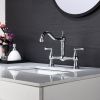 Double Handle Widespread Kitchen Faucet with Traditional Handles,Bridge Dual Handles Kitchen Faucet,Kitchen sink faucet