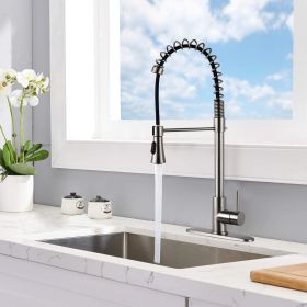 Single Handle Spring High Arc Kitchen Faucet (Color: Brushed Nickel)