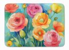 Ranunculus in Watercolor Memory Foam Kitchen Mat Machine Washable Anti-Fatigue Mat Cushion Comfort Bath Mat or Kitchen Rug