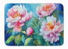 Peonies in Watercolor Memory Foam Kitchen Mat Machine Washable Anti-Fatigue Mat Cushion Comfort Bath Mat or Kitchen Rug
