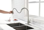 Kitchen Faucets with Pull Down Sprayer Commercial Stainless Steel Single Handle Single Hole Kitchen Sink Faucet