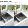 Aqucubic Gunmetal Black CUPC Handmade 304 Stainless Steel Topmount Kitchen Sink with Accessories and faucet