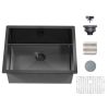 Gloss Black Ceramic Coating with NanoTek Undermount Kitchen Sink;  16 Gauge Stainless Steel Wet Bar or Prep Sinks Single Bowl