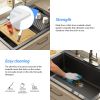 Drop In Quartz Workstation Kitchen Sink Top mount Single Bowl Granite Composite Sink with Roll-up Drying Rack, Cutting Board, Bottom Grid and Strainer