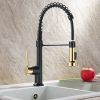 The new model is beautiful and durable Single Handle Pull-Down Sprayer Kitchen Faucet in Black+Gold