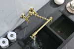 Pot Filler Faucets Both Hot Cold Water Wall Faucet Brass Faucets Kitchen Folding Kitchen Faucets Commercial Sink Faucet 3 Handles 2 Holes Joint Swing