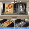 Drop In Quartz Workstation Kitchen Sink Top mount Single Bowl Granite Composite Sink with Roll-up Drying Rack, Cutting Board, Bottom Grid and Strainer