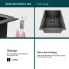 Gloss Black Ceramic Coating with NanoTek Undermount Kitchen Sink;  16 Gauge Stainless Steel Wet Bar or Prep Sinks Single Bowl