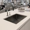 Gloss Black Ceramic Coating with NanoTek Undermount Kitchen Sink;  16 Gauge Stainless Steel Wet Bar or Prep Sinks Single Bowl